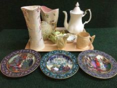 A tray of three Villeroy & Bosch collector's plates, three pieces of Maling, Arthur Wood beaker,