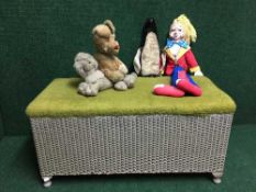 Two loom blanket boxes containing soft toys