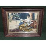 H. Chapman : A maiden playing a lute, watercolour, signed, dated 1909, framed.