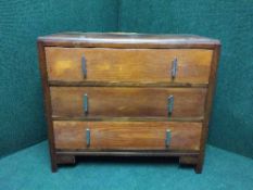 A 1930's three drawer chest with chrome handles