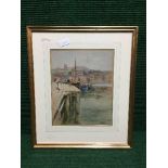 Robert Jobling : Whitby, watercolour, signed, 30 cm x 23 cm, framed.