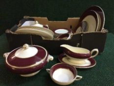 Two boxes of assorted china, including a part Ducal balmoral dinner service,