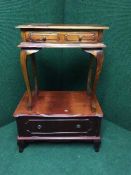 A reproduction mahogany hall table fitted with a drawer,