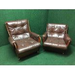 A mid twentieth century three piece G-Plan Saddle Suite comprising of three seater settee and two