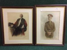 Two mahogany framed pictures of The Alderman William Bramwell of Benwell,