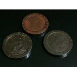 Three George III Two Pence coins,