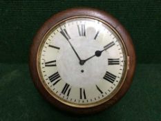 An early 20th century oak fusee wall clock with pendulum