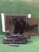 A Polaroid 2 inch LCD TV with remote,