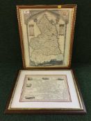 Two framed maps - Newcastle upon Tyne and Northumberland together with four assorted prints and a