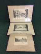 Four black and white signed engravings - Christ College Cambridge by M Oliver RIce,
