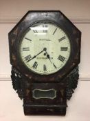 A nineteenth century inlaid rosewood fusee wall clock by Martell of Southampton