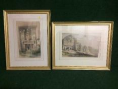 Two lithographic prints - Arabian buildings