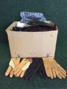 Two boxes of Gent's vintage clothing, hats and scarfs,
