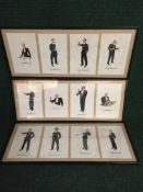 A set of framed early 20th century colour prints by Saccone and Speed Ltd