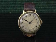 A 1930's 18ct gold Longines wristwatch on leather strap