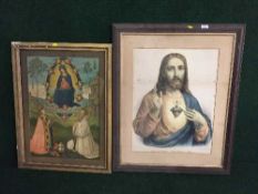 Two framed early twentieth century lithographic religious prints