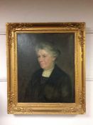 Nineteenth century school : portrait of an elderly woman, oil on canvas, framed.