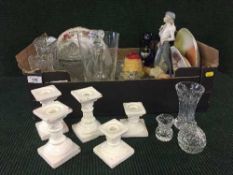Box of assorted crystal and pressed glass,