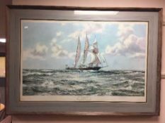 After Montague Dawson : In Full Sail, reproduction in colours, signed in pencil,