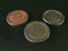 Three George III Two Pence coins,