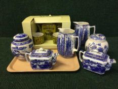 A tray of Ringtons china, boxed heritage teapot, water jugs, teapots etc.
