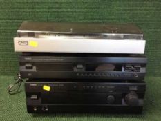 A Yamaha AX-392 stereo amplifier together with a Yamaha CDX 493 cd player and Bush Acoustics turn
