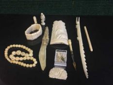 A box of assorted ivory,