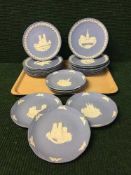 A tray of twenty-six Wedgwood jasper ware Christmas plates