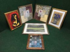 Six contemporary framed pictures