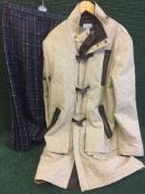 A quantity of assorted of vintage and modern clothing including a gent's H & M duffel coat,