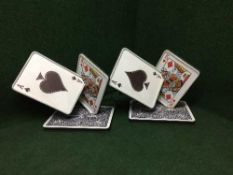 Two contemporary table lamps, modelled as playing cards.