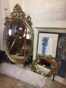 A decorative gilt framed, chalk framed mirror,
