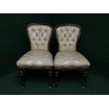 A pair of Victorian mahogany upholstered bedroom chairs