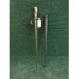 An early 20th century bayonet in scabbard