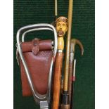A bundle of walking sticks, shooting stick, show horn,