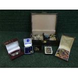 A box of costume jewellery and a lady's Rotary wrist watch