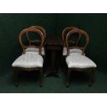An inlaid mahogany drop leaf table and four balloon back chairs