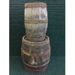 Two wooden barrels