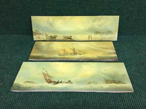 Three oils on board depicting sailing scenes,