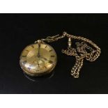 An 18ct gold open faced key wound fob watch,