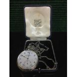 A cased H Samuel silver pocket watch and chain