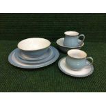 Approximately fifty one pieces of blue Denby dinner ware