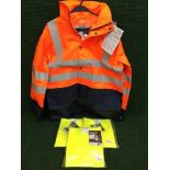 Two boxes of Port West high viz vests and jackets