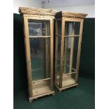 Two pine glazed door display cabinets