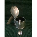 A sterling silver mustard and spoon,