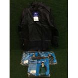 Two boxes of Port West waterproof jackets and trousers