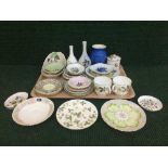 A tray of assorted plates, pin dishes and vases, Minton, Ringtons,