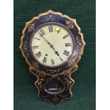 A 19th century papier mache wall clock with mother of pearl inlay