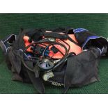 A holdall containing a large quantity of scuba diving equipment