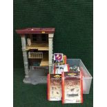 A Ghost buster's fire house, together with a box of Hornby accessories including signals,